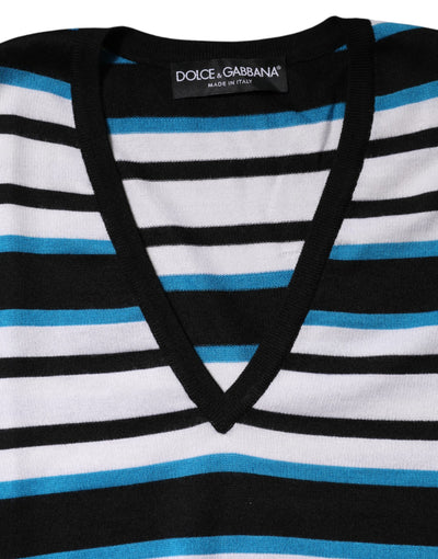 Dolce & Gabbana Multicolor Streifen Langarm V-Ausschnitt Top
