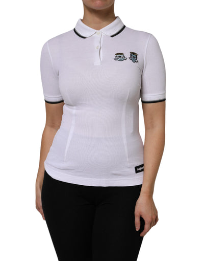 Dolce & Gabbana Weißes Baumwoll-Poloshirt mit kurzen Ärmeln und Kragen