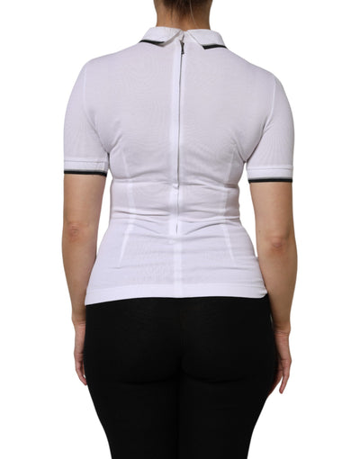 Dolce & Gabbana Weißes Baumwoll-Poloshirt mit kurzen Ärmeln und Kragen