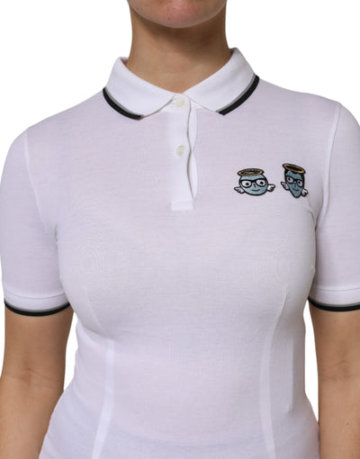 Dolce & Gabbana Weißes Baumwoll-Poloshirt mit kurzen Ärmeln und Kragen
