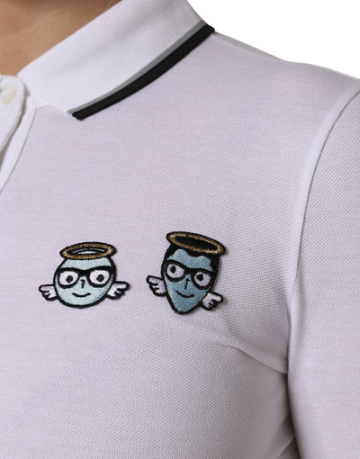 Dolce & Gabbana Weißes Baumwoll-Poloshirt mit kurzen Ärmeln und Kragen