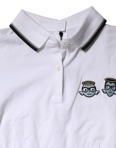Dolce & Gabbana Weißes Baumwoll-Poloshirt mit kurzen Ärmeln und Kragen