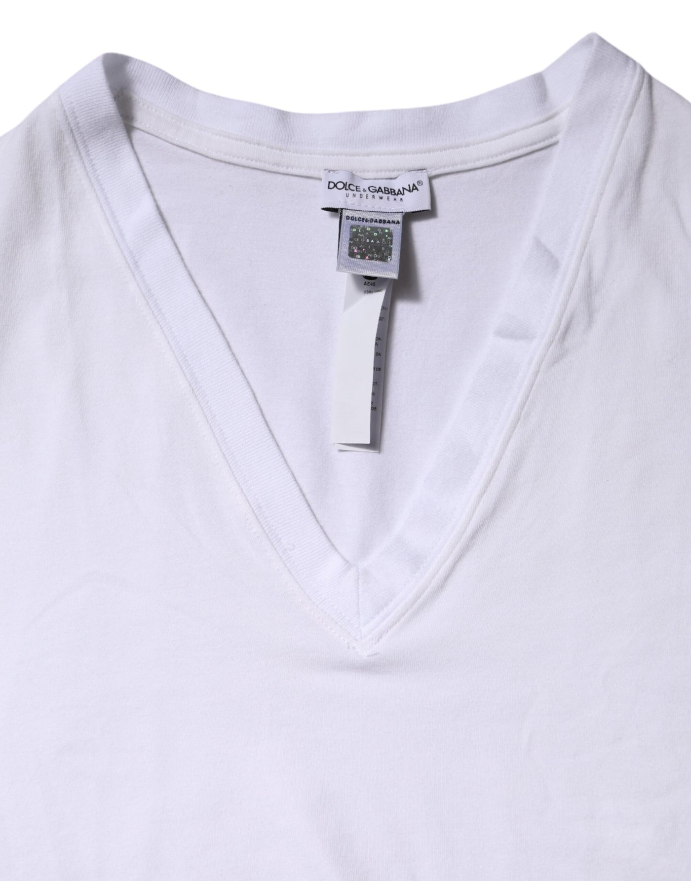 Dolce & Gabbana Weißes Baumwoll-T-Shirt mit kurzen Ärmeln und V-Ausschnitt