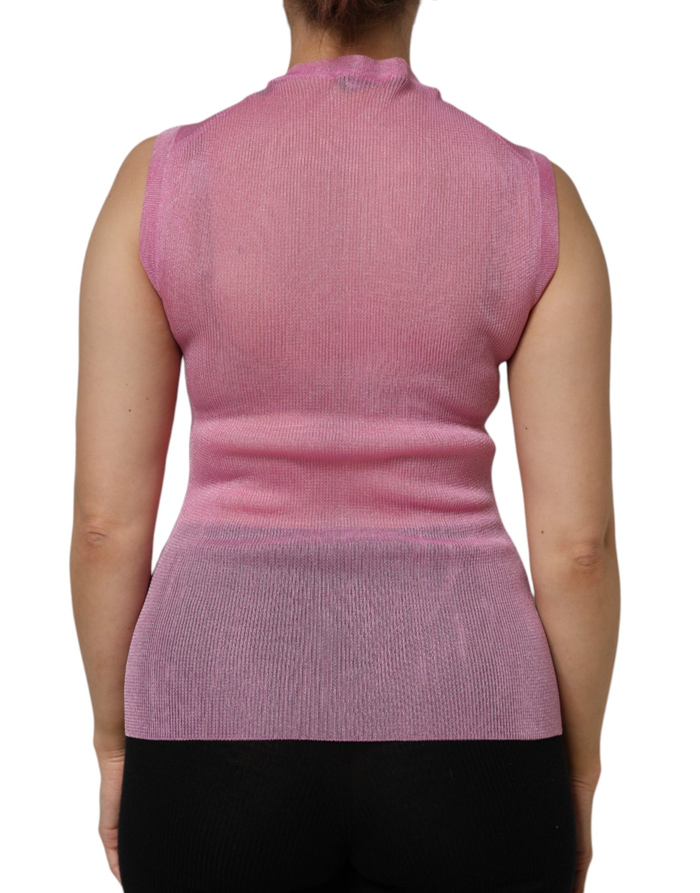 Dolce & Gabbana Rosa Polyester ärmelloses Tank-Top mit Rundhalsausschnitt