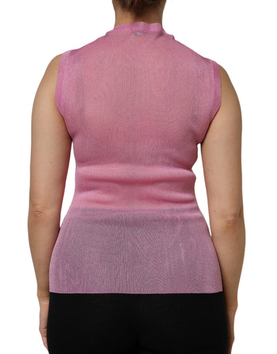 Dolce & Gabbana Rosa Polyester ärmelloses Tank-Top mit Rundhalsausschnitt