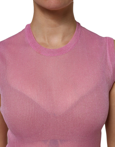 Dolce & Gabbana Rosa Polyester ärmelloses Tank-Top mit Rundhalsausschnitt