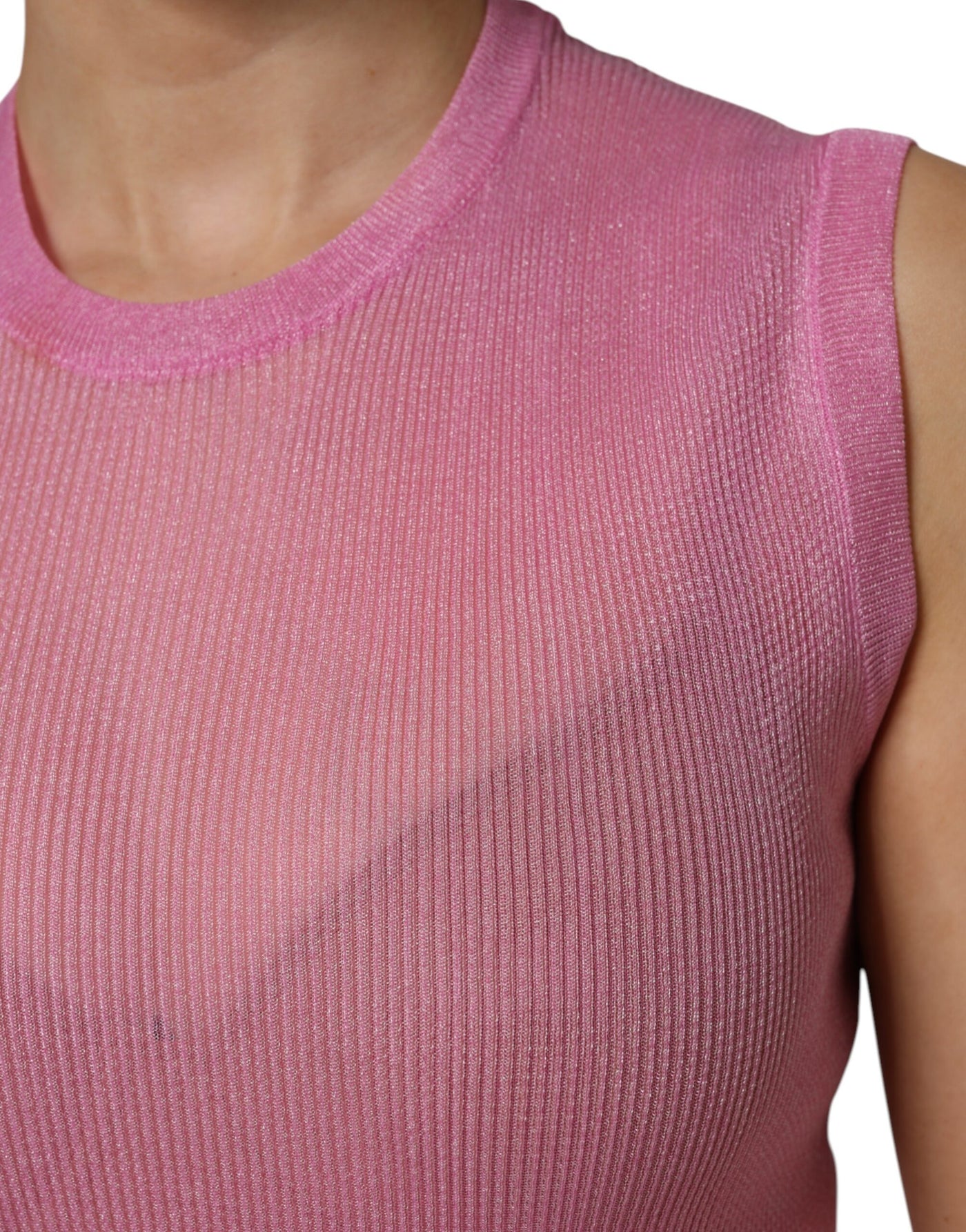 Dolce & Gabbana Rosa Polyester ärmelloses Tank-Top mit Rundhalsausschnitt