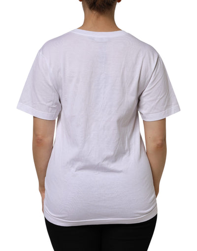 Dolce & Gabbana Weißes Baumwoll-T-Shirt mit kurzen Ärmeln und V-Ausschnitt