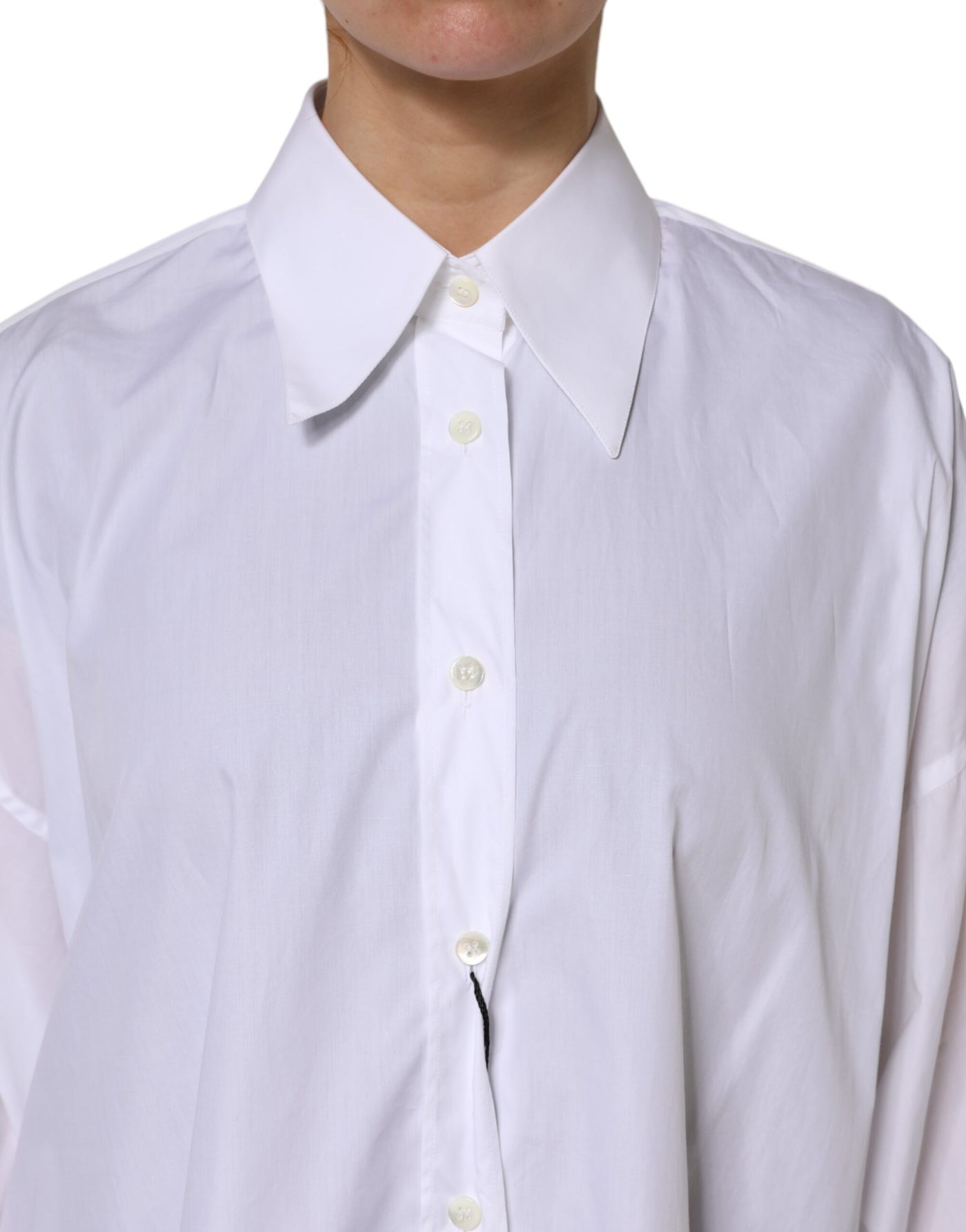 Dolce & Gabbana Weißes Baumwollhemd mit Kragen und langen Ärmeln
