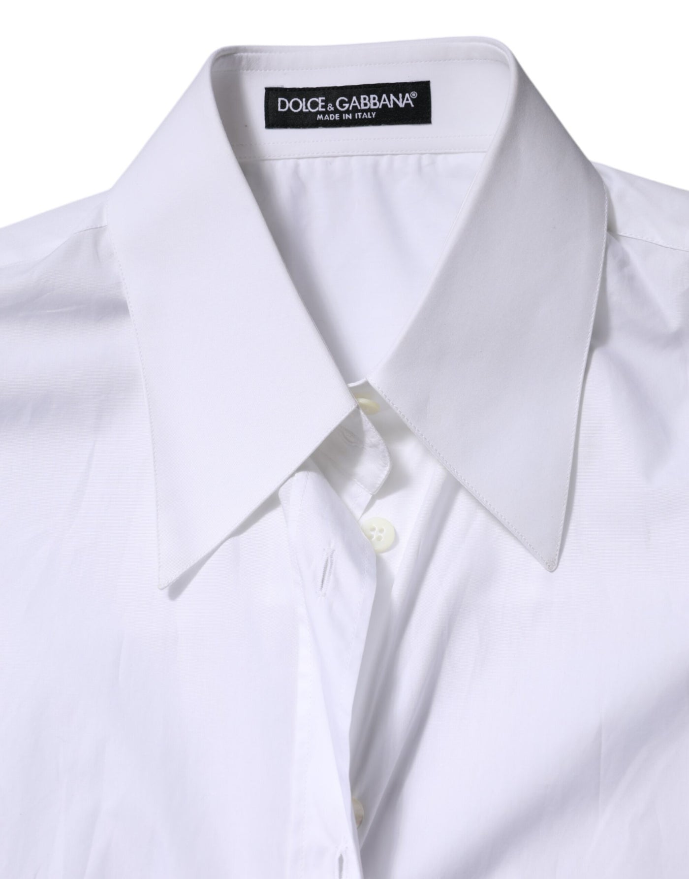 Dolce & Gabbana Weißes Baumwollhemd mit Kragen und langen Ärmeln