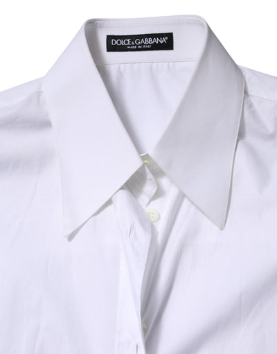 Dolce & Gabbana Weißes Baumwollhemd mit Kragen und langen Ärmeln