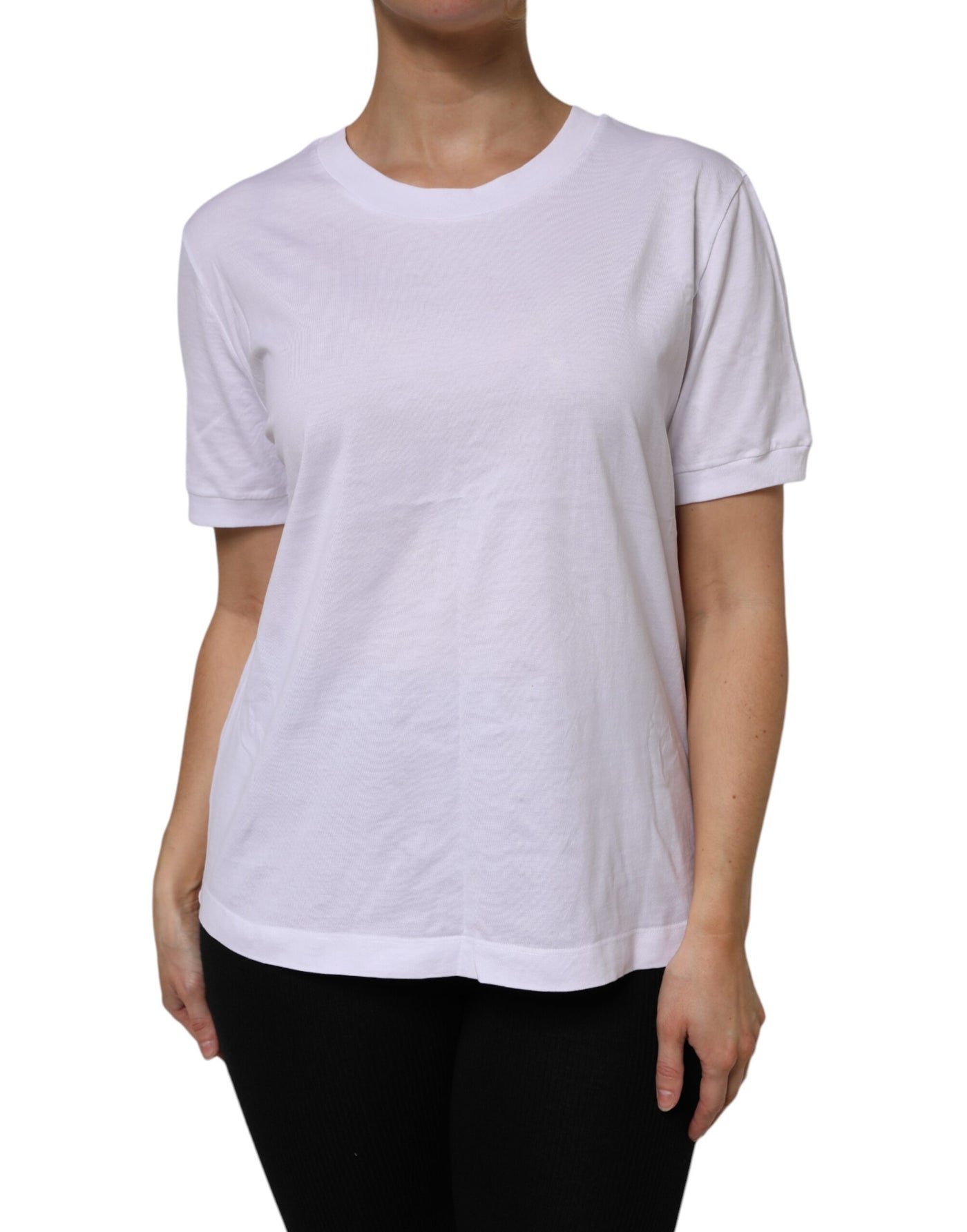 Dolce & Gabbana Weißes Baumwoll-T-Shirt mit kurzen Ärmeln und Rundhalsausschnitt