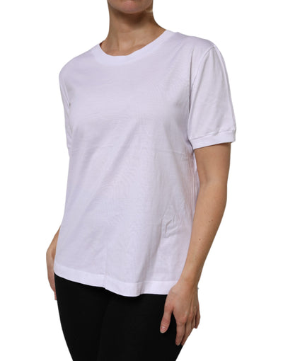Dolce & Gabbana Weißes Baumwoll-T-Shirt mit kurzen Ärmeln und Rundhalsausschnitt