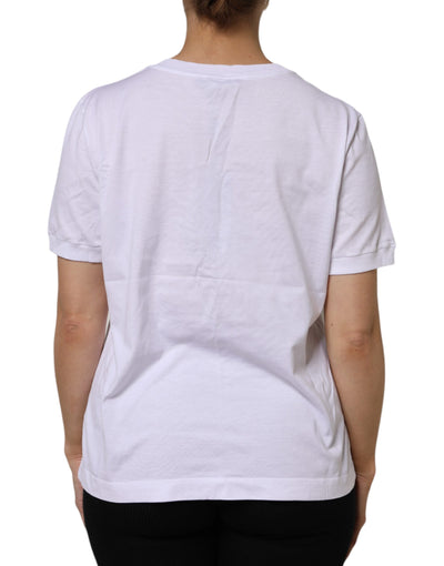 Dolce & Gabbana Weißes Baumwoll-T-Shirt mit kurzen Ärmeln und Rundhalsausschnitt