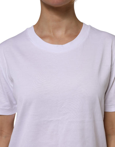 Dolce & Gabbana Weißes Baumwoll-T-Shirt mit kurzen Ärmeln und Rundhalsausschnitt