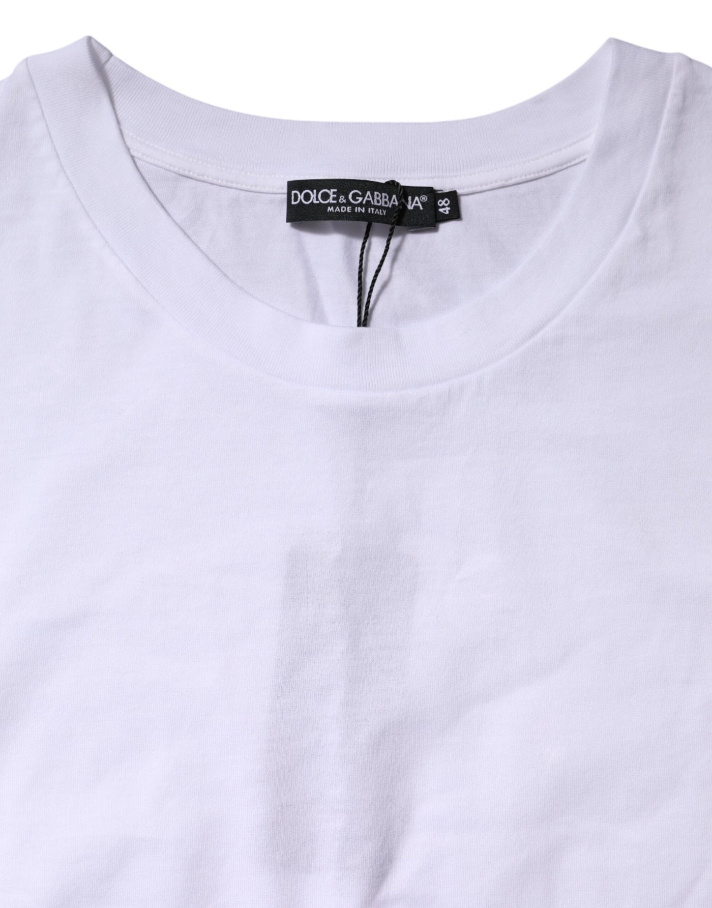 Dolce & Gabbana Weißes Baumwoll-T-Shirt mit kurzen Ärmeln und Rundhalsausschnitt