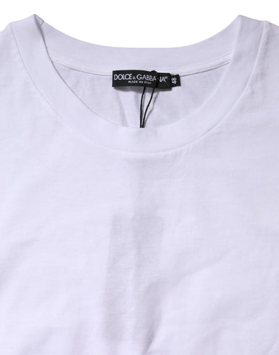 Dolce & Gabbana Weißes Baumwoll-T-Shirt mit kurzen Ärmeln und Rundhalsausschnitt