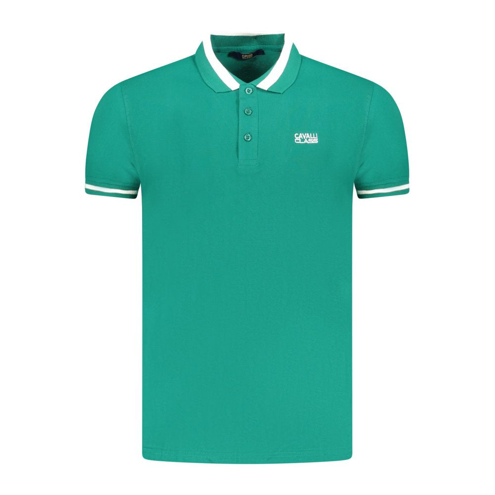 Cavalli Class Grünes Baumwoll-Poloshirt für Männer