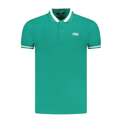 Cavalli Class Grünes Baumwoll-Poloshirt für Männer