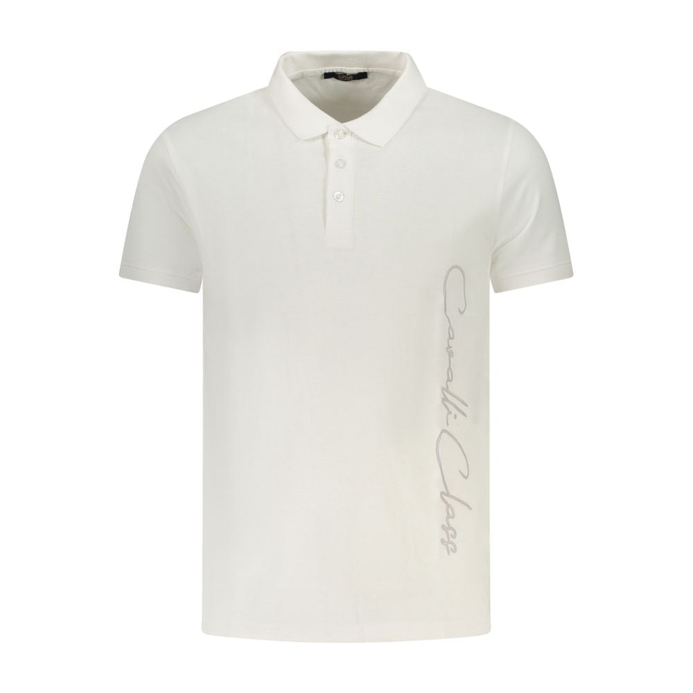 Cavalli Class Weißes Baumwoll-Poloshirt für Männer