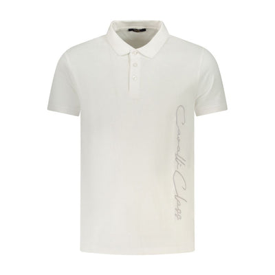 Cavalli Class Weißes Baumwoll-Poloshirt für Männer