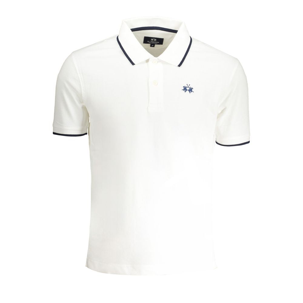 La Martina Weißes Baumwoll-Poloshirt für Männer