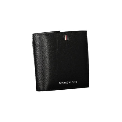 Tommy Hilfiger Elegantes Portemonnaie aus schwarzem Leder mit reichlich Stauraum