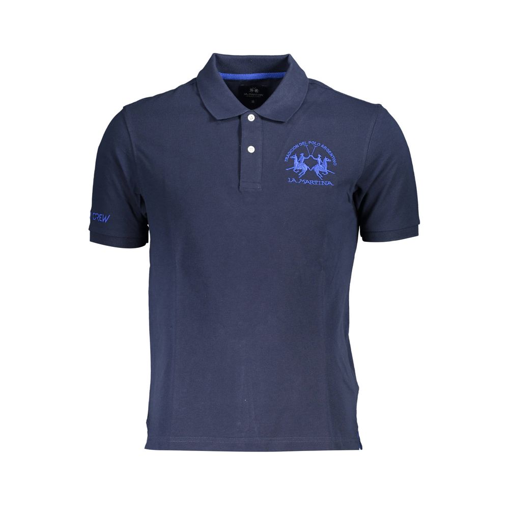 La Martina Blaues Baumwoll-Poloshirt für Männer