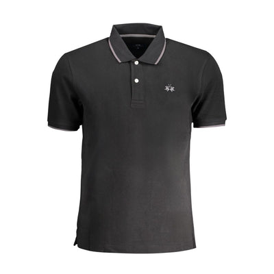 La Martina Schwarzes Baumwoll-Poloshirt für Männer