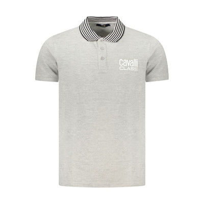 Cavalli Class Graues Baumwoll-Poloshirt