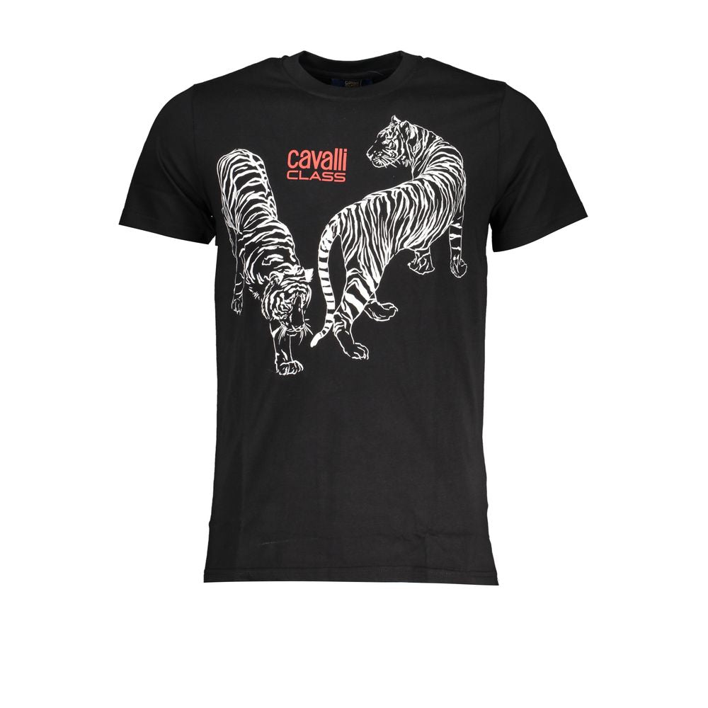 Cavalli Class Schwarzes T-Shirt aus Baumwolle