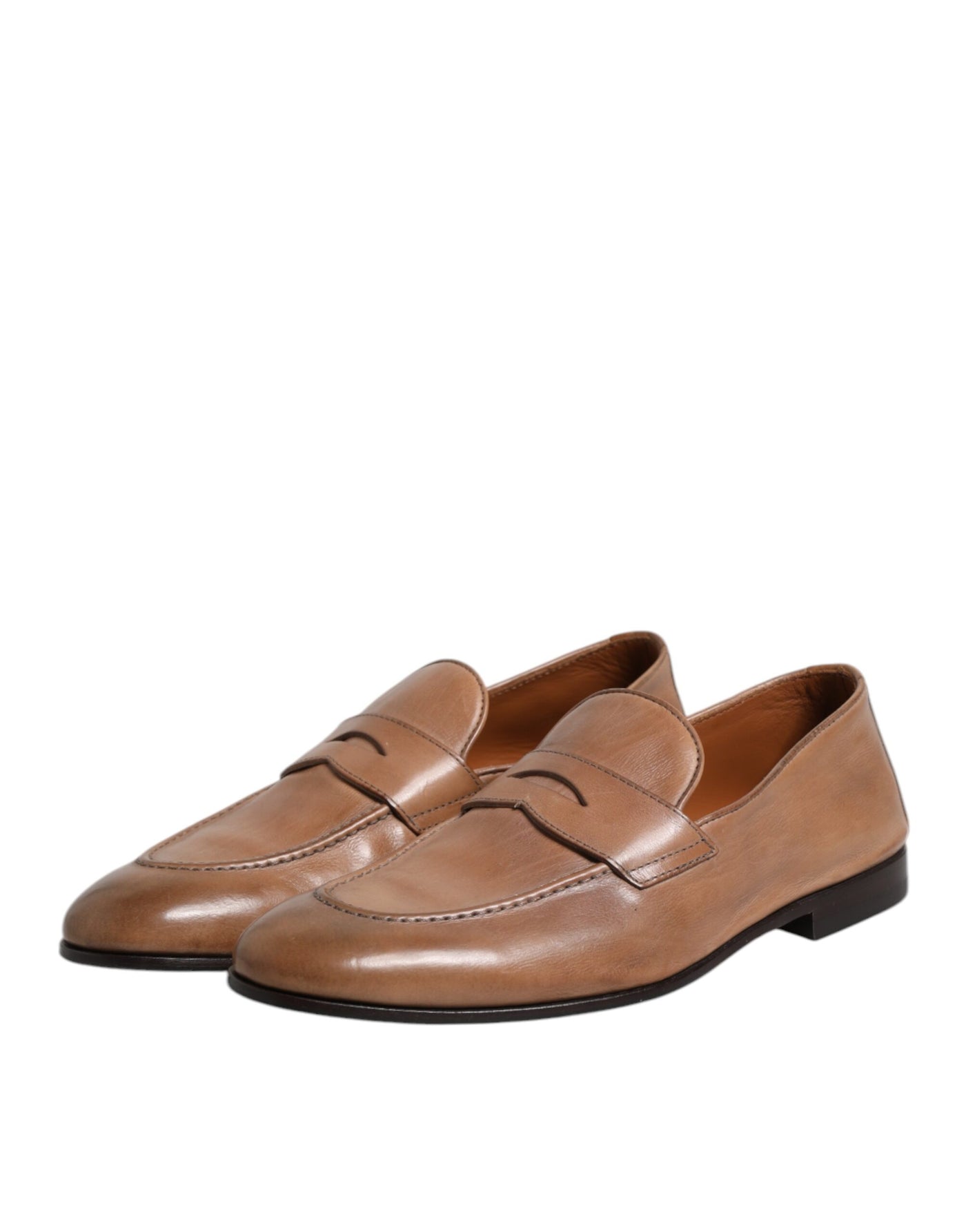 Brunello Cucinelli Braun Leder Loafer Kleid Schuhe