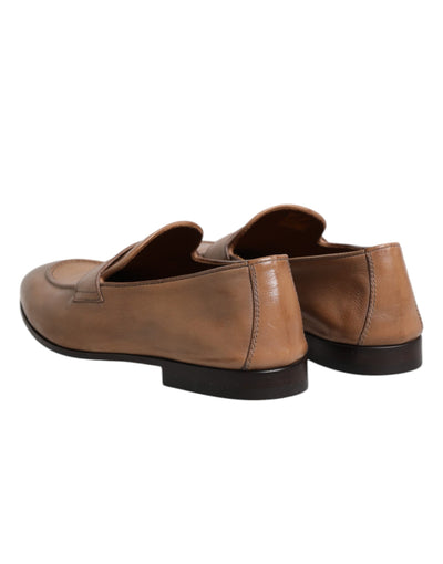 Brunello Cucinelli Braun Leder Loafer Kleid Schuhe