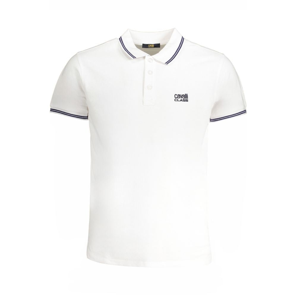 Cavalli Class Weißes Baumwoll-Poloshirt