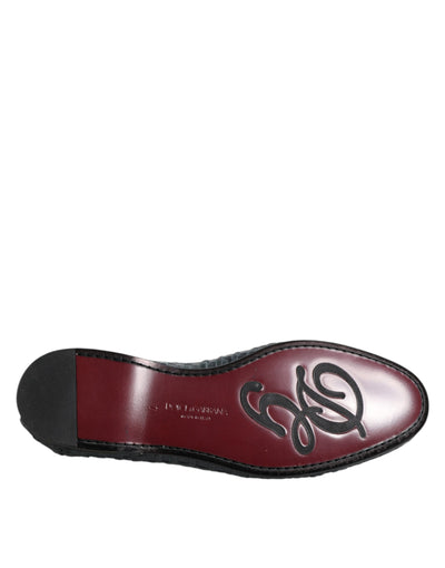 Dolce & Gabbana Blaue gewebte Leder Slipper Schuhe