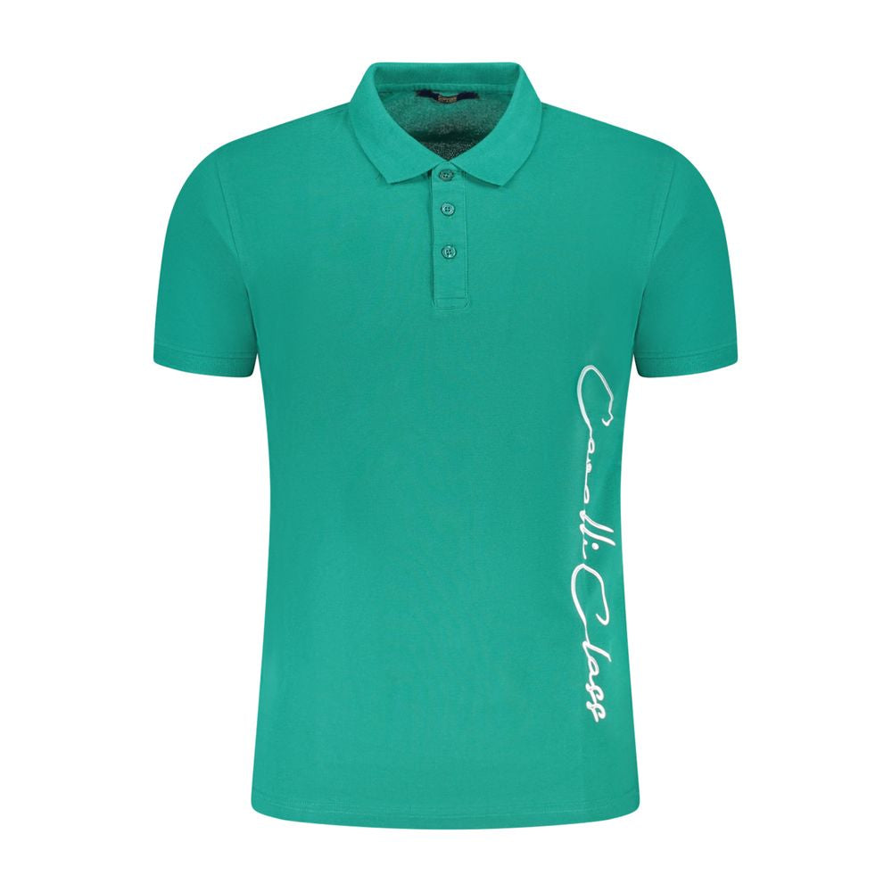 Cavalli Class Grünes Baumwoll-Poloshirt für Männer