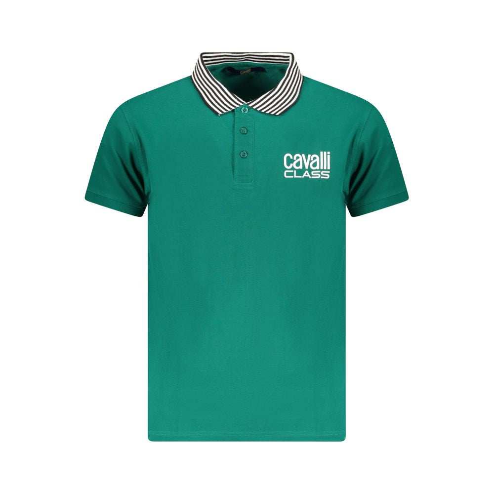 Cavalli Class Grünes Baumwoll-Poloshirt für Männer