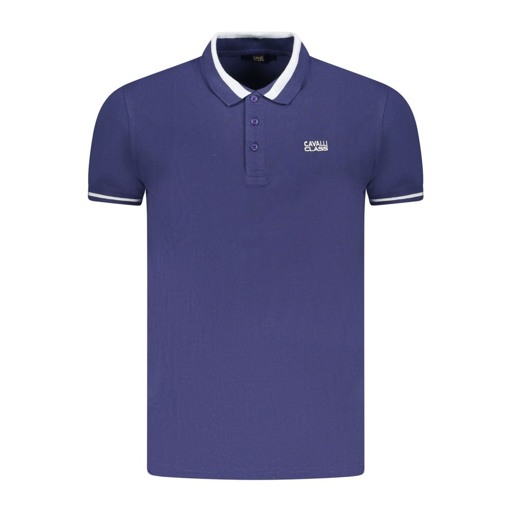 Cavalli Class Blaues Baumwoll-Poloshirt für Männer