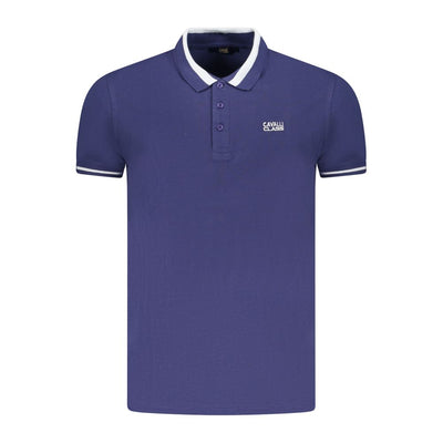 Cavalli Class Blaues Baumwoll-Poloshirt für Männer