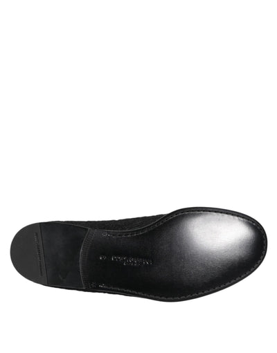 Dolce & Gabbana Schwarze Jacquard Slipper Formelle Schuhe