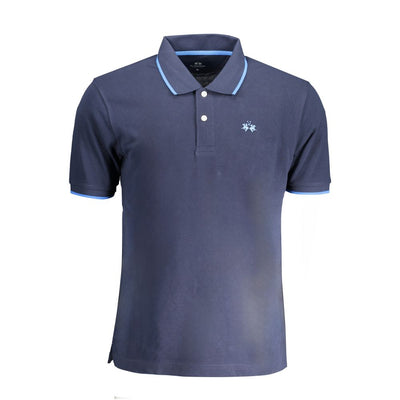 La Martina Blaues Baumwoll-Poloshirt für Männer