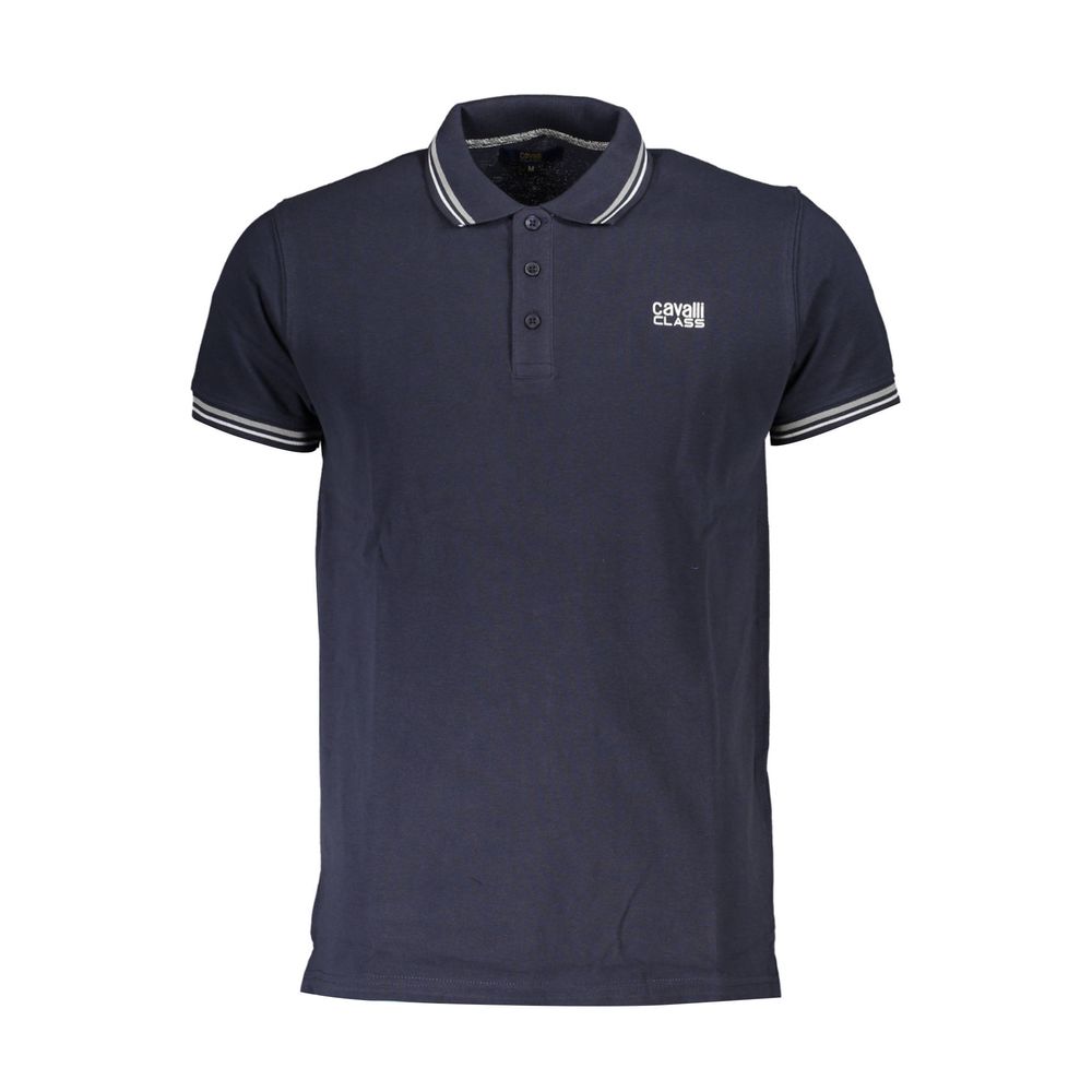 Cavalli Class Blaues Baumwoll-Poloshirt für Männer