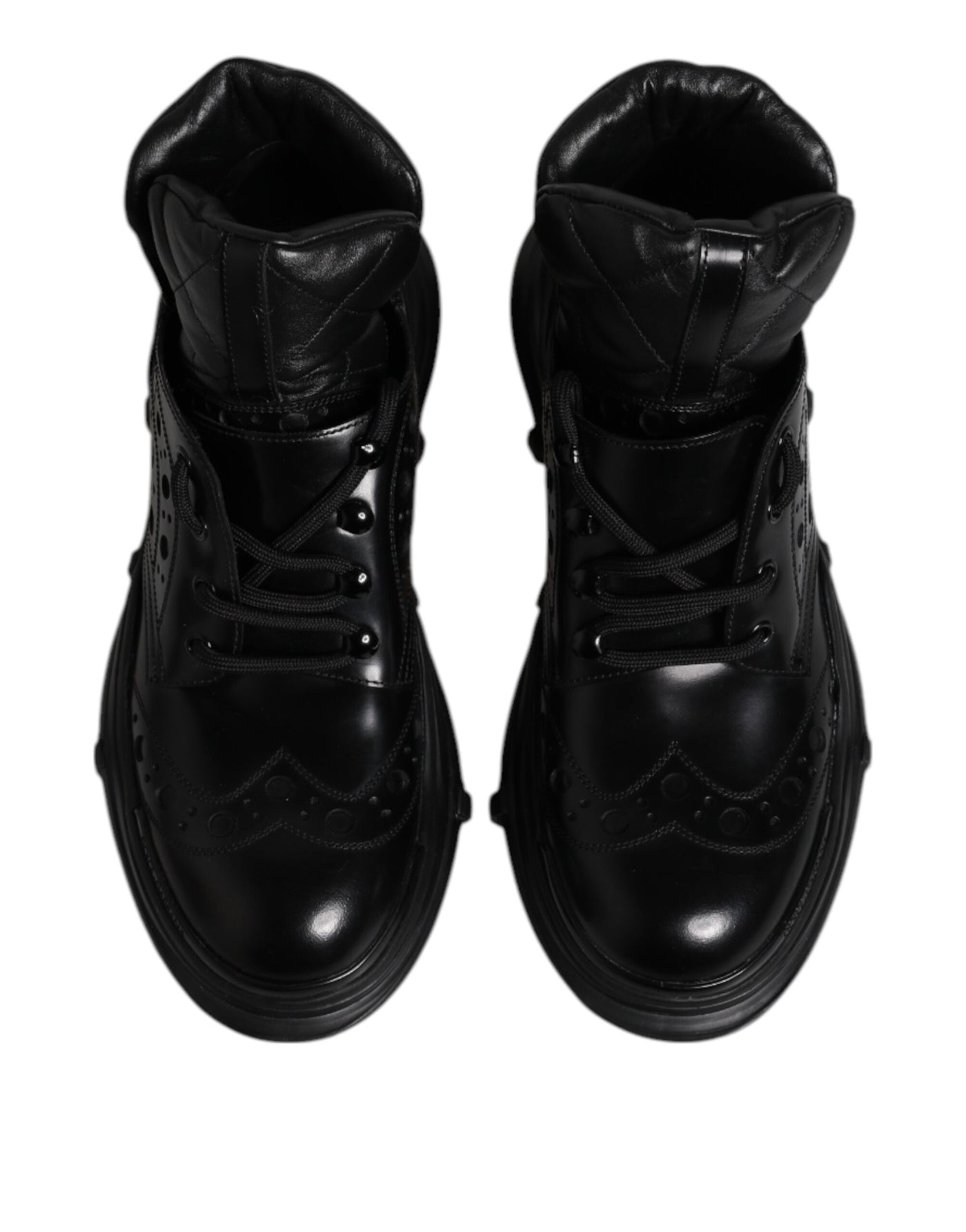 Dolce & Gabbana Schwarzes Leder Casual Herrenstiefel Schuhe