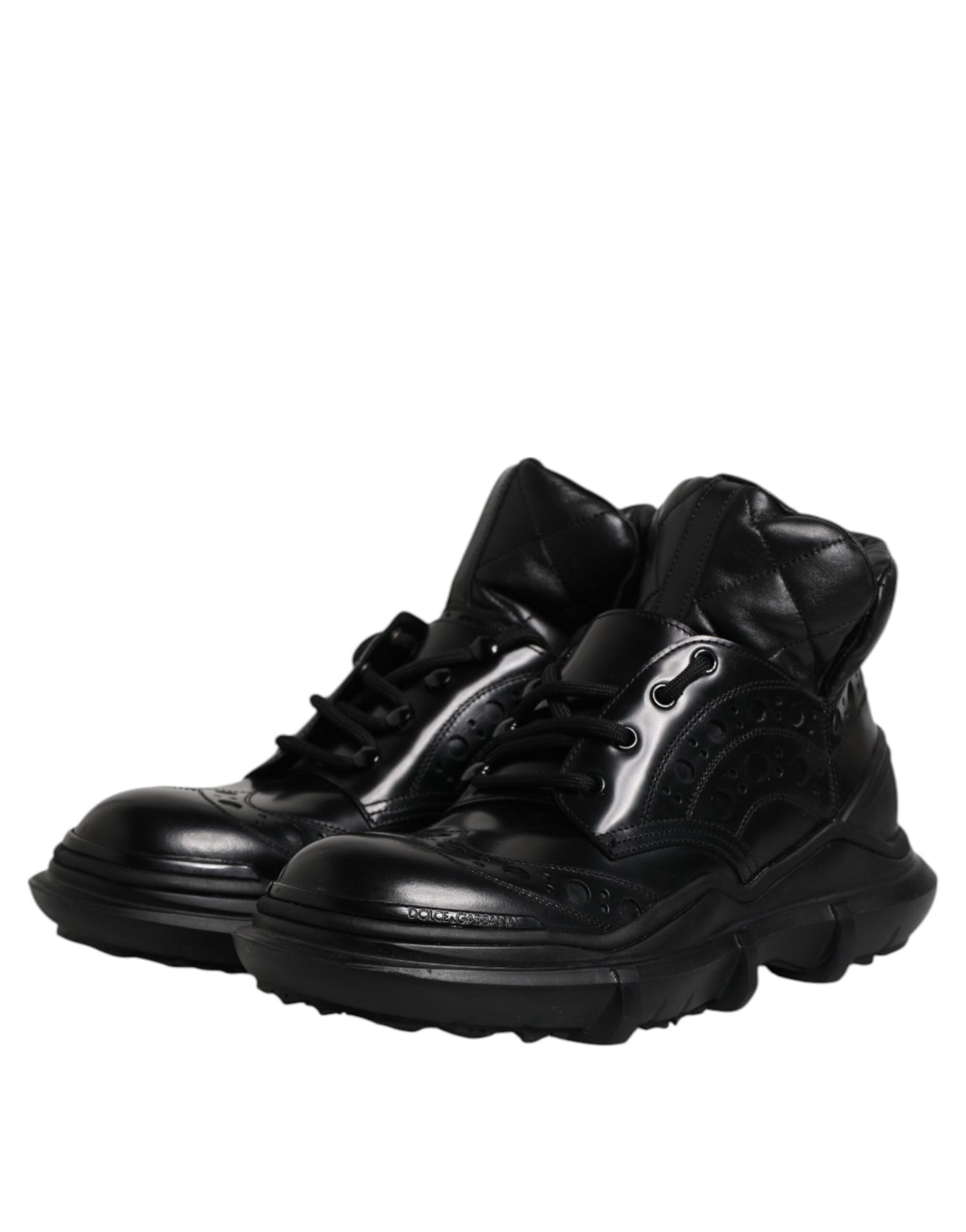 Dolce & Gabbana Schwarzes Leder Casual Herrenstiefel Schuhe