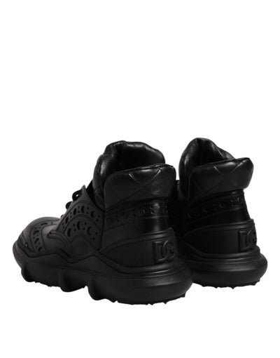Dolce & Gabbana Schwarzes Leder Casual Herrenstiefel Schuhe