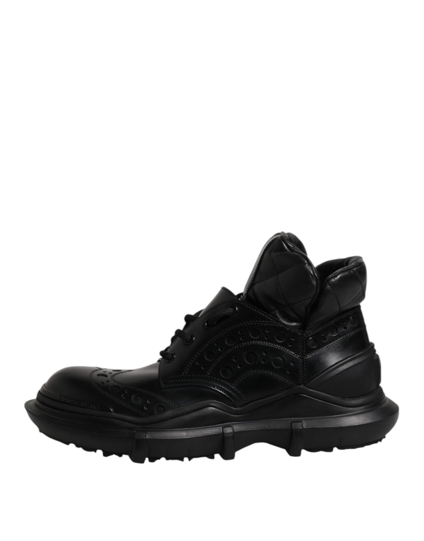 Dolce & Gabbana Schwarzes Leder Casual Herrenstiefel Schuhe