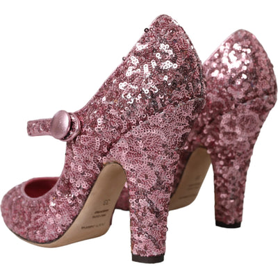 Dolce & Gabbana Rosa Pailletten Mary Jane Pumps High Heels Schuhe
