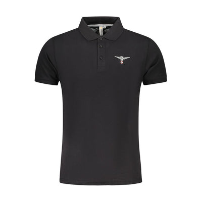Accademia Militare Schwarzes Baumwoll-Poloshirt