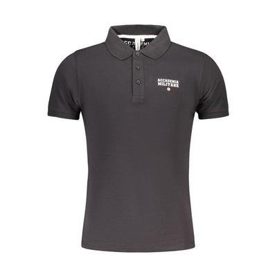 Accademia Militare Schwarzes Baumwoll-Poloshirt