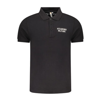Accademia Militare Schwarzes Baumwoll-Poloshirt